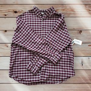 Men's Old Navy XXL Long Sleeve Maroon Plaid Casual Button Down Shirt